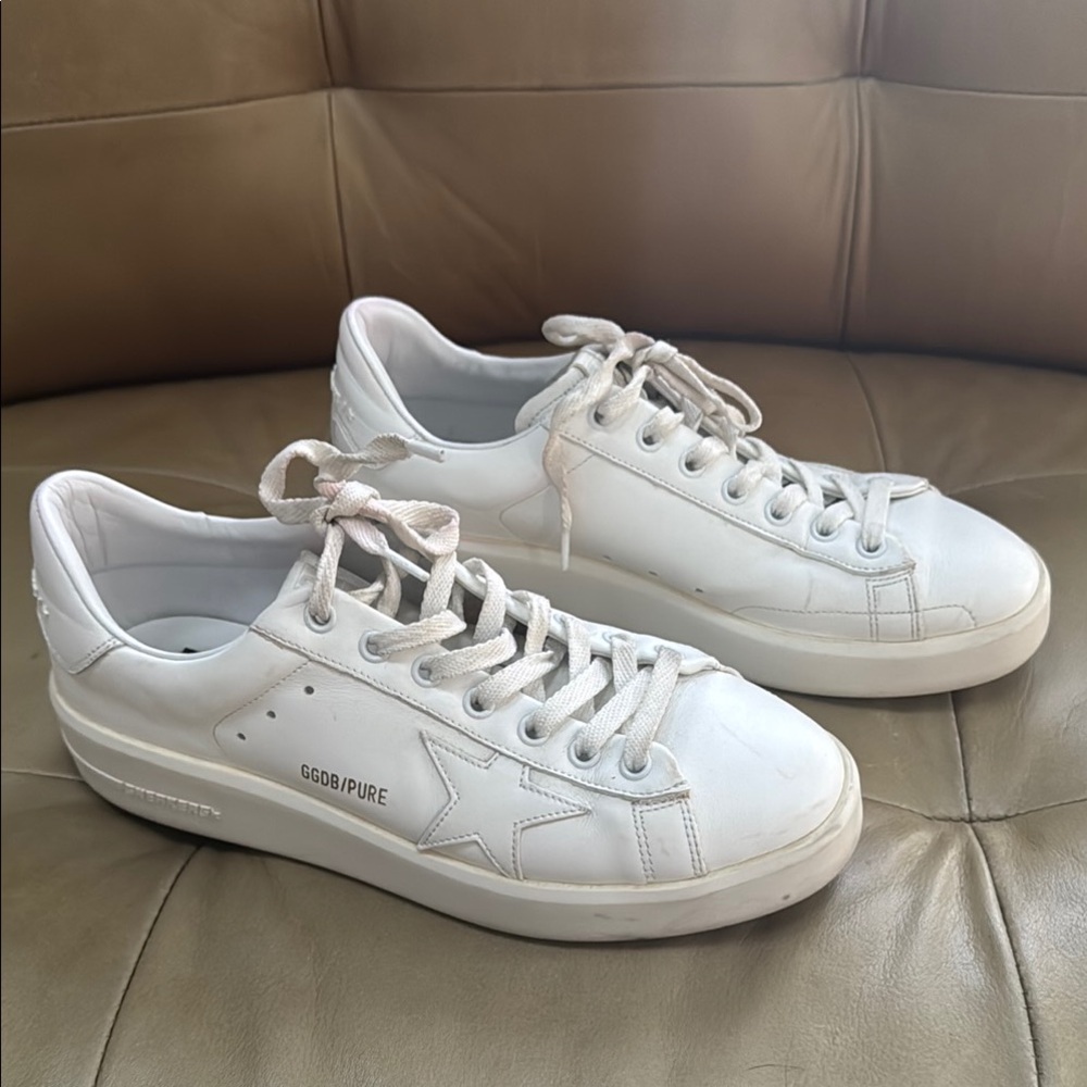 Golden Goose Pure White Leather Sneakers